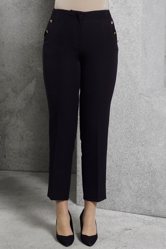 Vêtements hijab NOIR PANTALON TAILLE HAUTE 70816 - ALVİNA