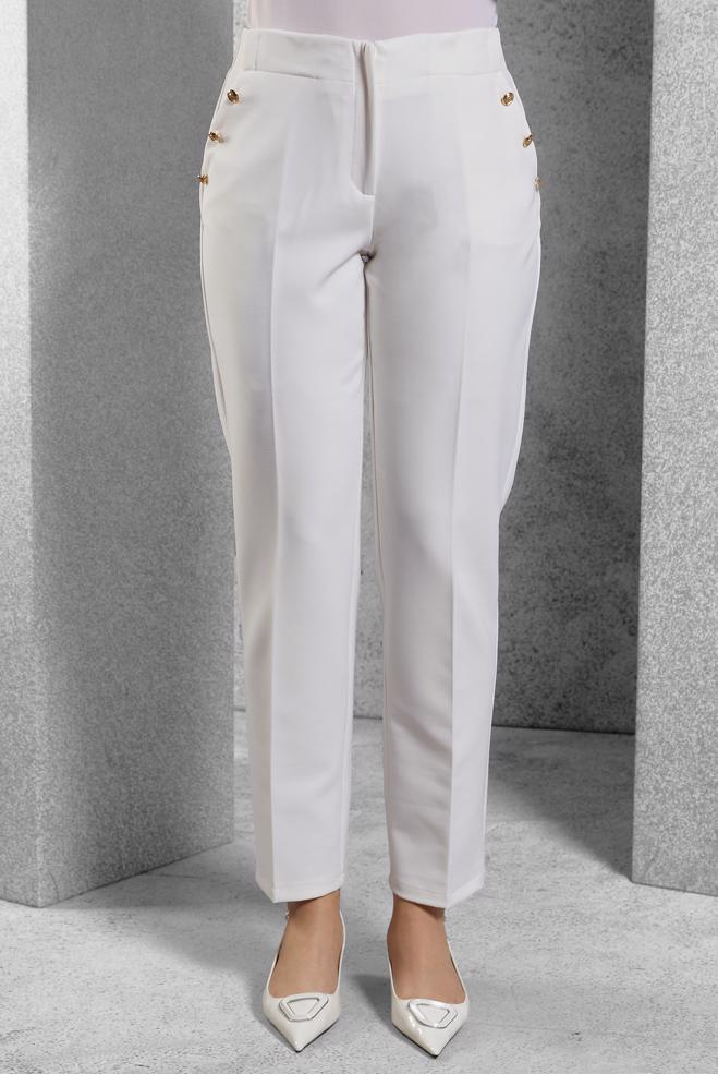 Vêtements hijab BLANC PANTALON TAILLE HAUTE 70816 - ALVİNA
