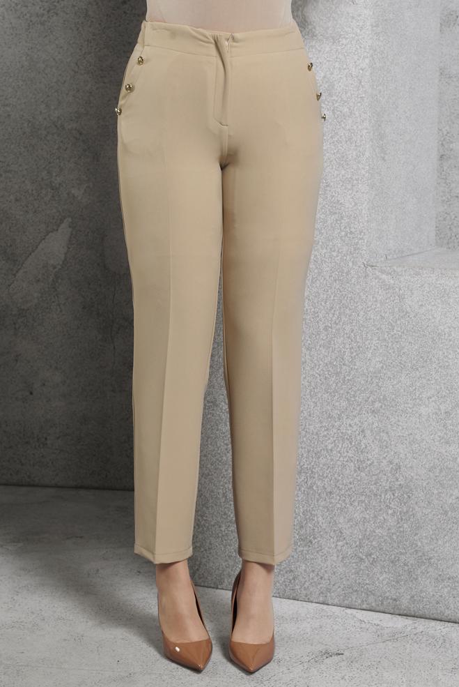 Vêtements hijab BEIGE PANTALON TAILLE HAUTE 70816 - ALVİNA