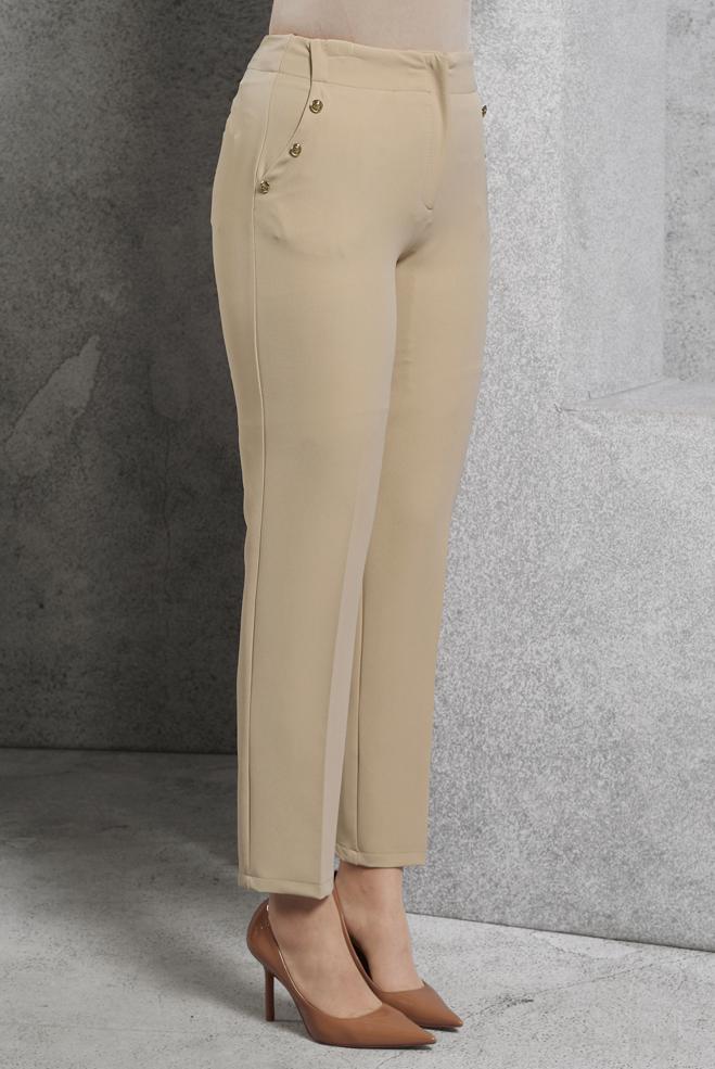 Vêtements hijab BEIGE PANTALON TAILLE HAUTE 70816 - ALVİNA
