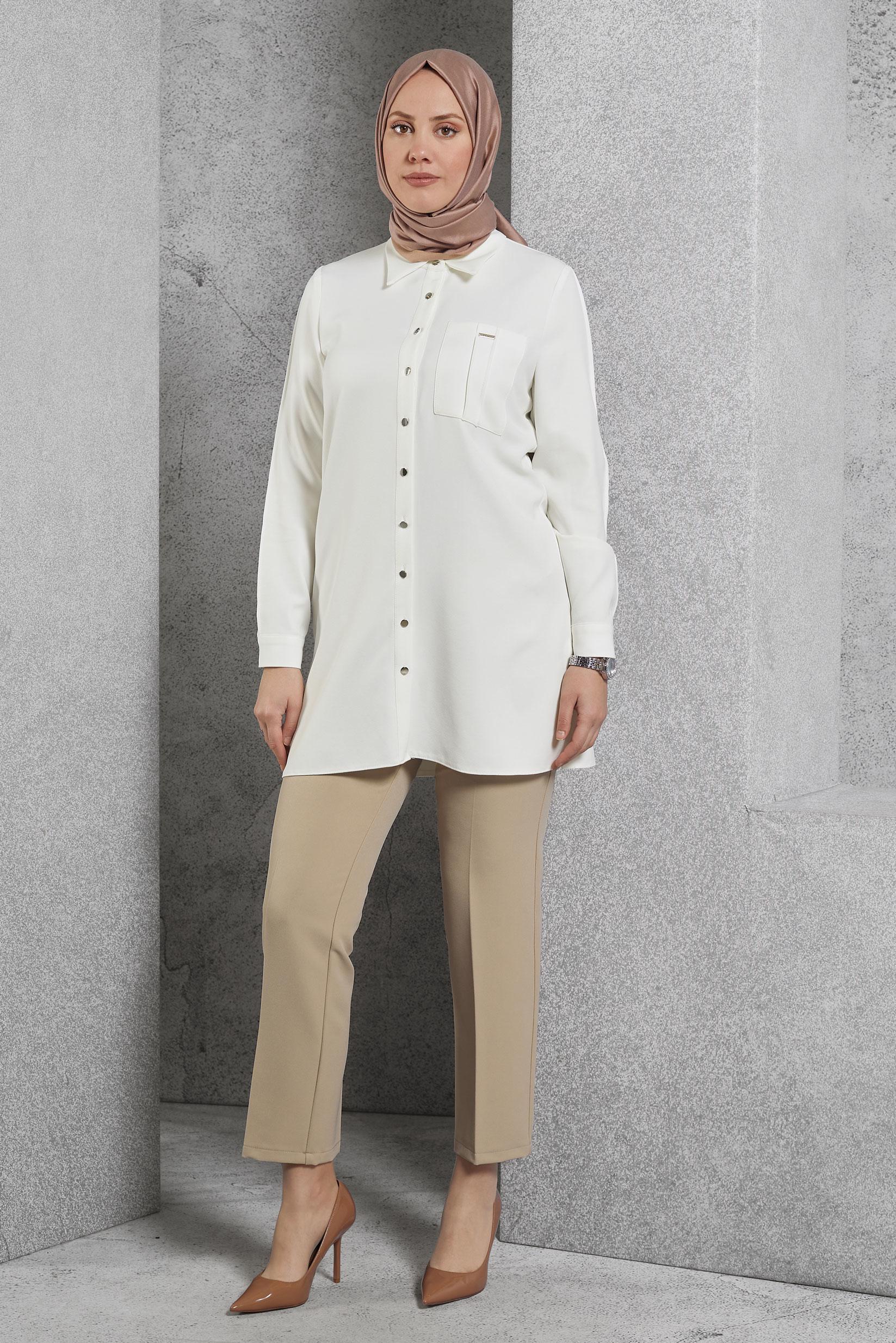 Vêtements hijab BEIGE PANTALON TAILLE HAUTE 70816