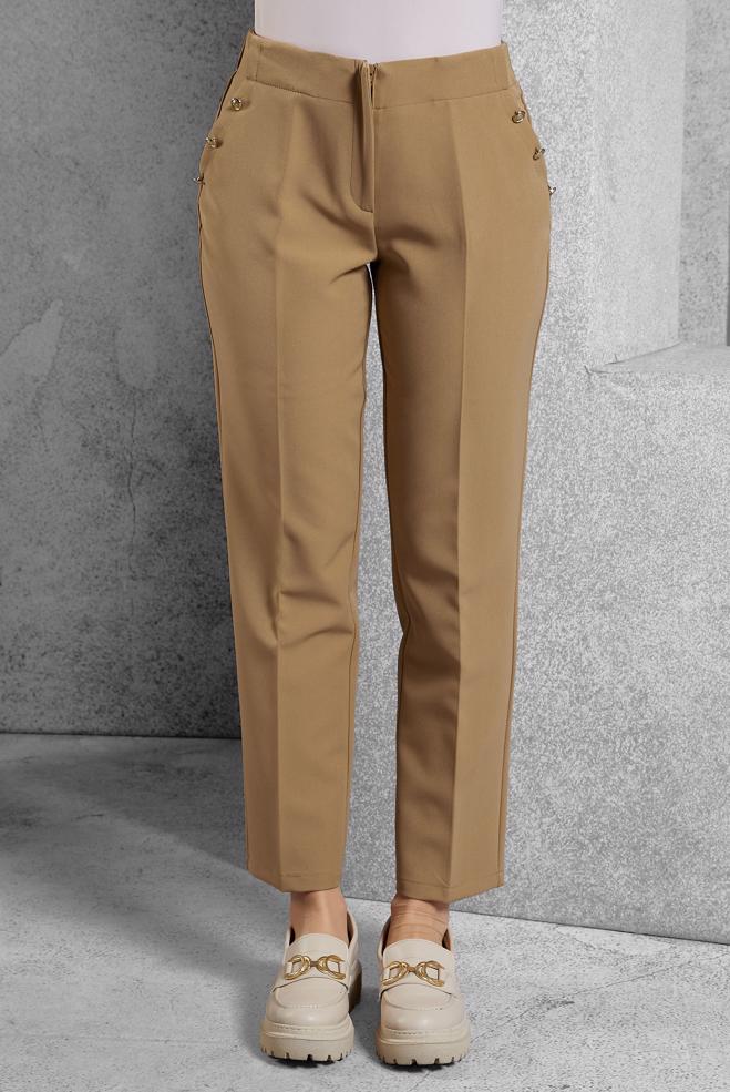 Vêtements hijab BRUN PANTALON TAILLE HAUTE 70816 - ALVİNA