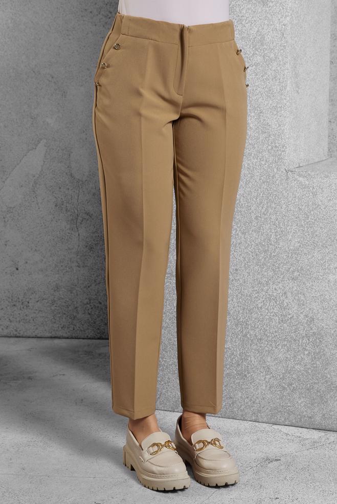 Vêtements hijab BRUN PANTALON TAILLE HAUTE 70816 - ALVİNA