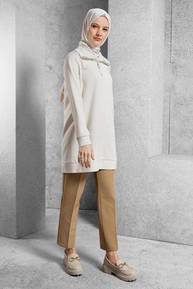 Vêtements hijab BRUN PANTALON TAILLE HAUTE 70816 - ALVİNA