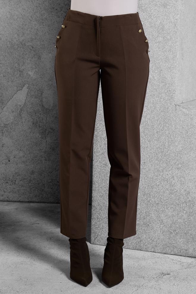 Vêtements hijab BRUN PANTALON TAILLE HAUTE 70816 - ALVİNA