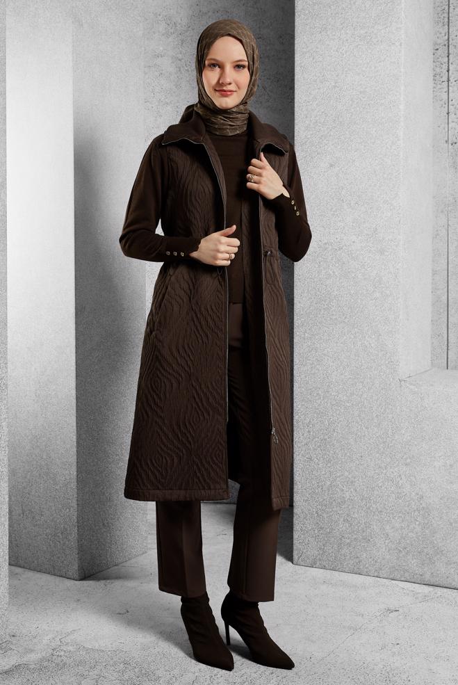 Vêtements hijab BRUN PANTALON TAILLE HAUTE 70816 - ALVİNA