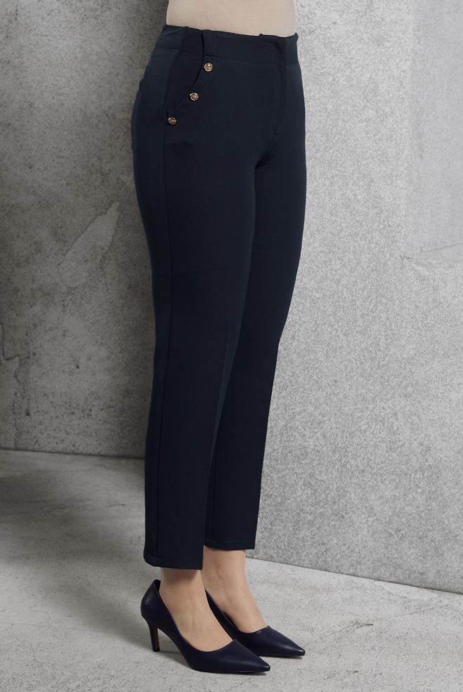 Vêtements hijab BLEU MARINE PANTALON TAILLE HAUTE 70816 - ALVİNA