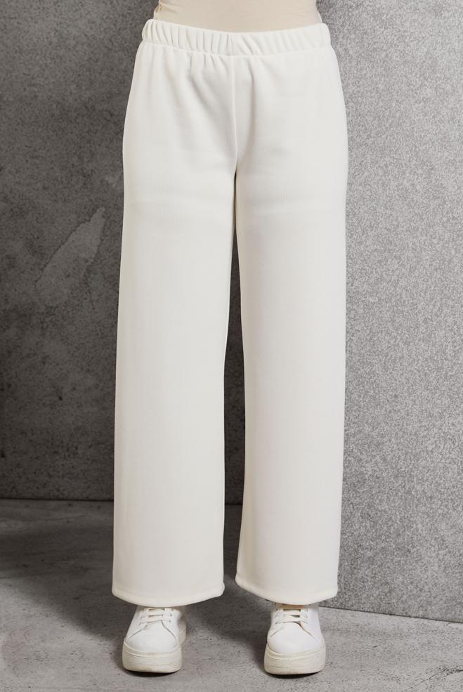 Vêtements hijab BLANC PANTALON À TAILLE ÉLASTIQUE 70817 - ALVİNA
