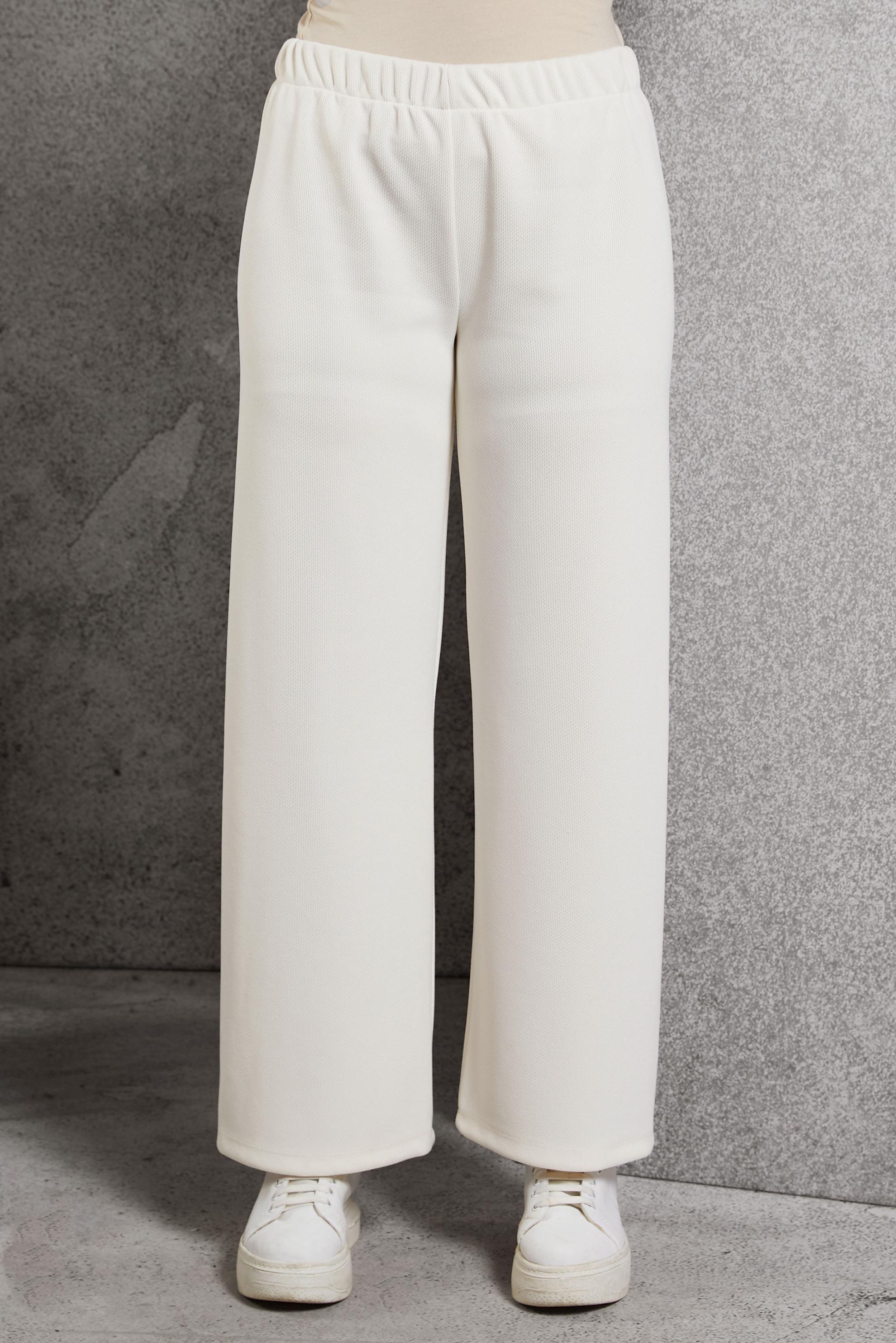 Tesettür giyim BEYAZ BELİ LASTİKLİ PANTOLON 70817