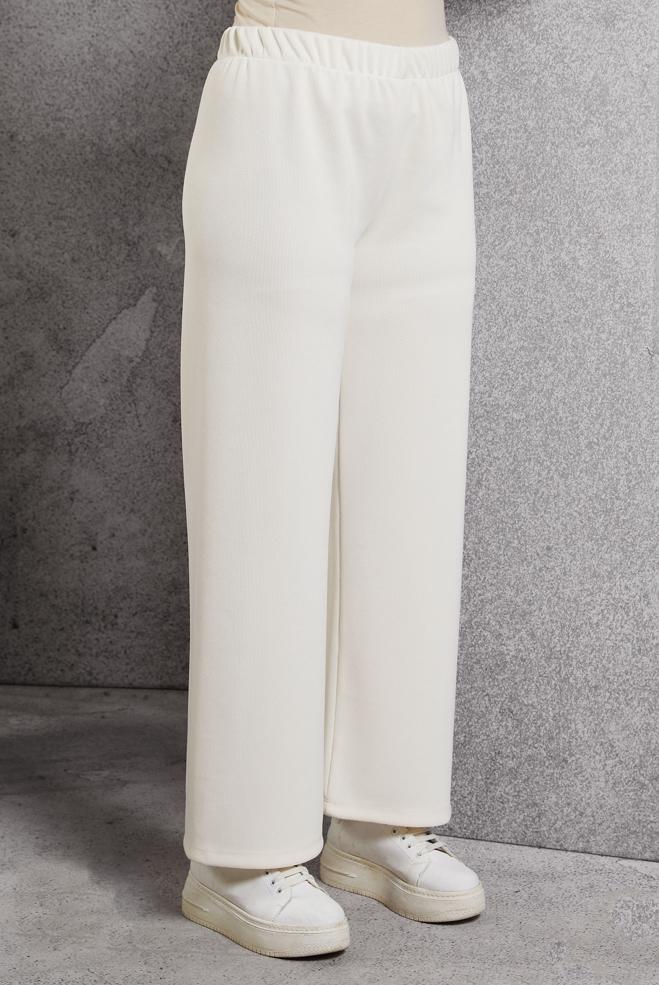 Vêtements hijab BLANC PANTALON À TAILLE ÉLASTIQUE 70817 - ALVİNA