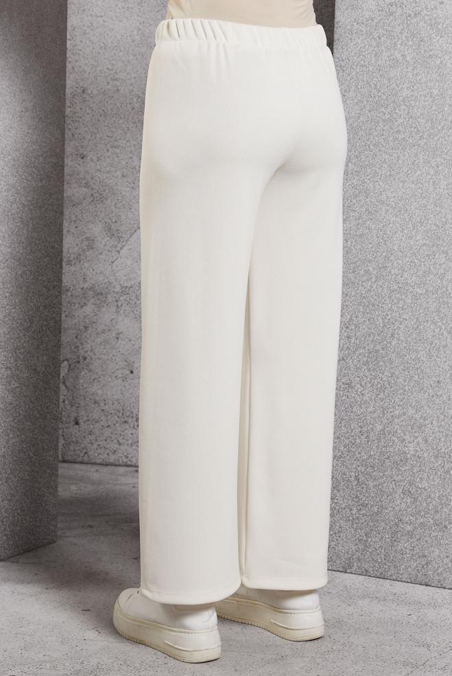 Vêtements hijab BLANC PANTALON À TAILLE ÉLASTIQUE 70817 - ALVİNA