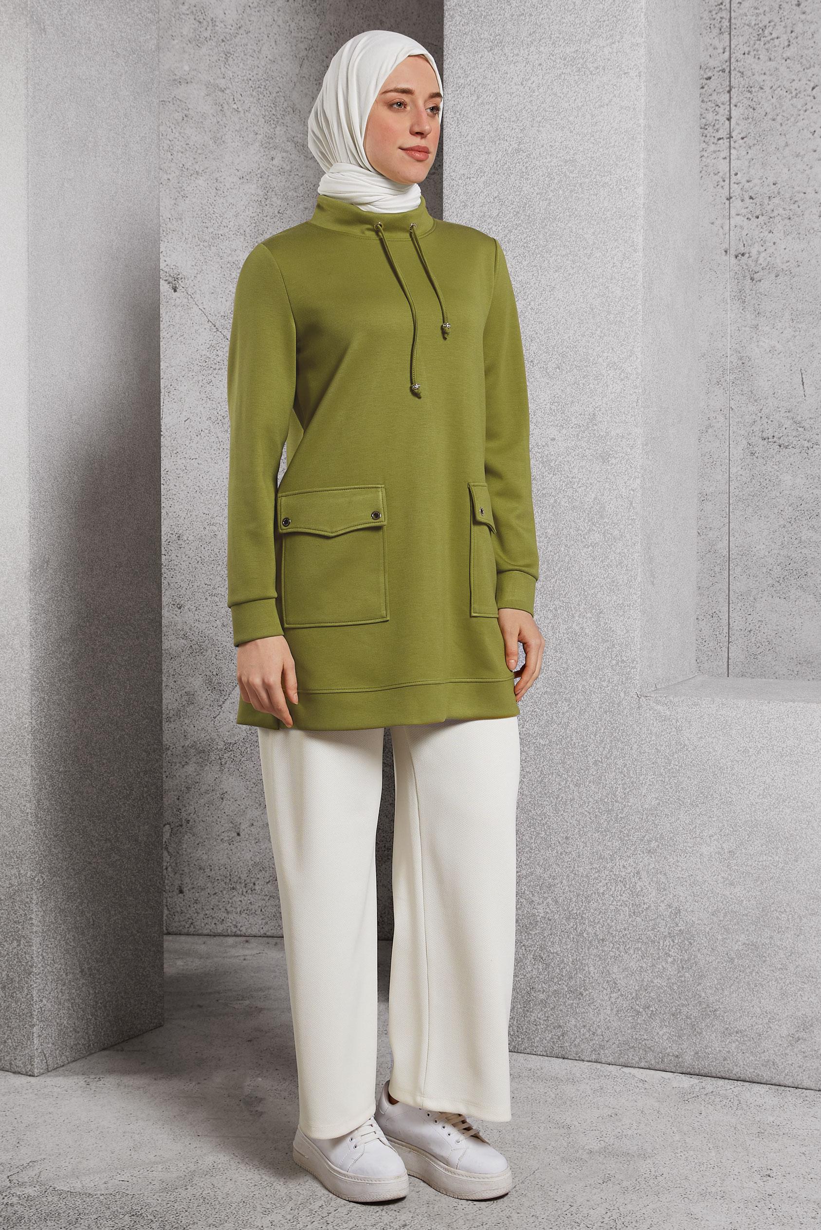 Tesettür giyim BEYAZ BELİ LASTİKLİ PANTOLON 70817