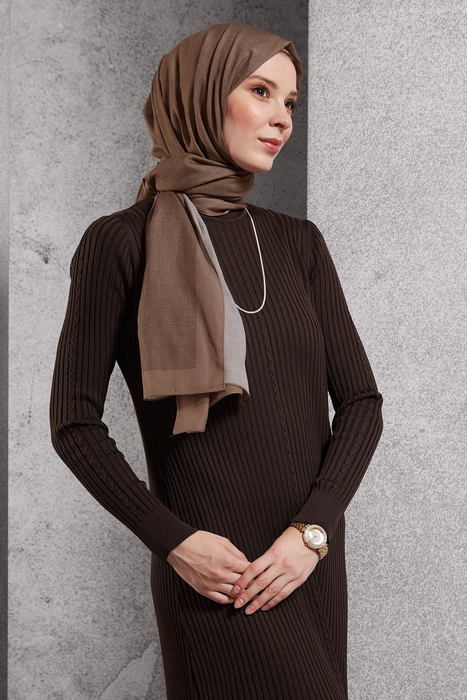 Tesettür giyim VİZON ALVİNA SOFT ŞAL 8501