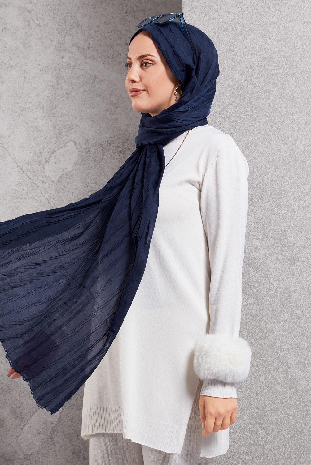 Tesettür giyim LACİVERT ALVİNA ŞAL 8502