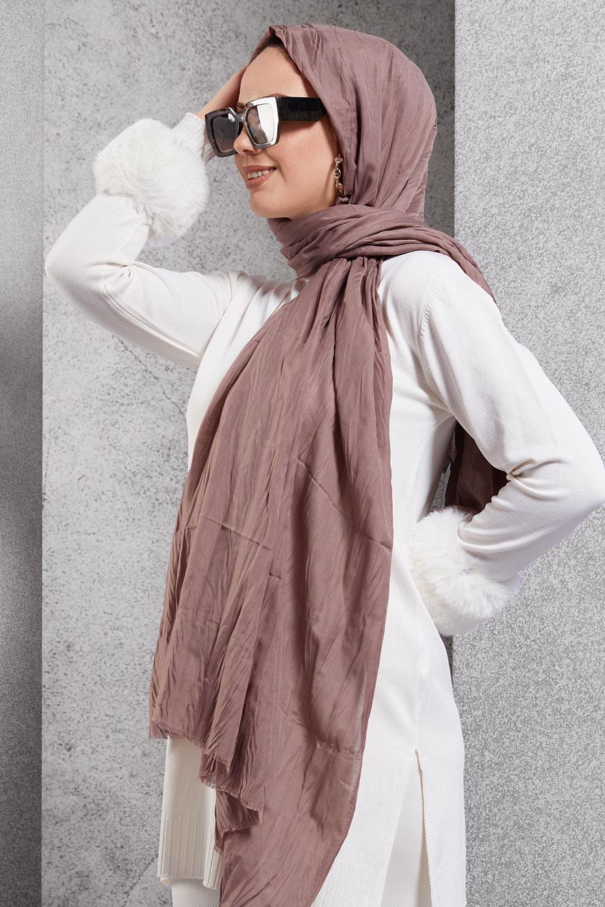 Tesettür giyim VİZON ALVİNA ŞAL 8502