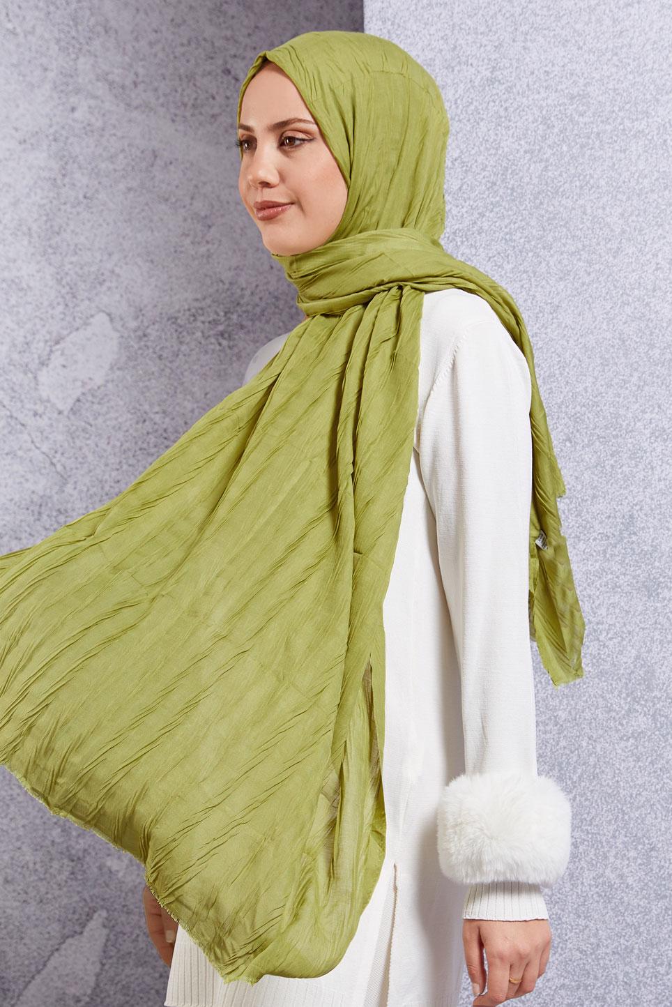 Tesettür giyim YEŞİL ALVİNA ŞAL 8502