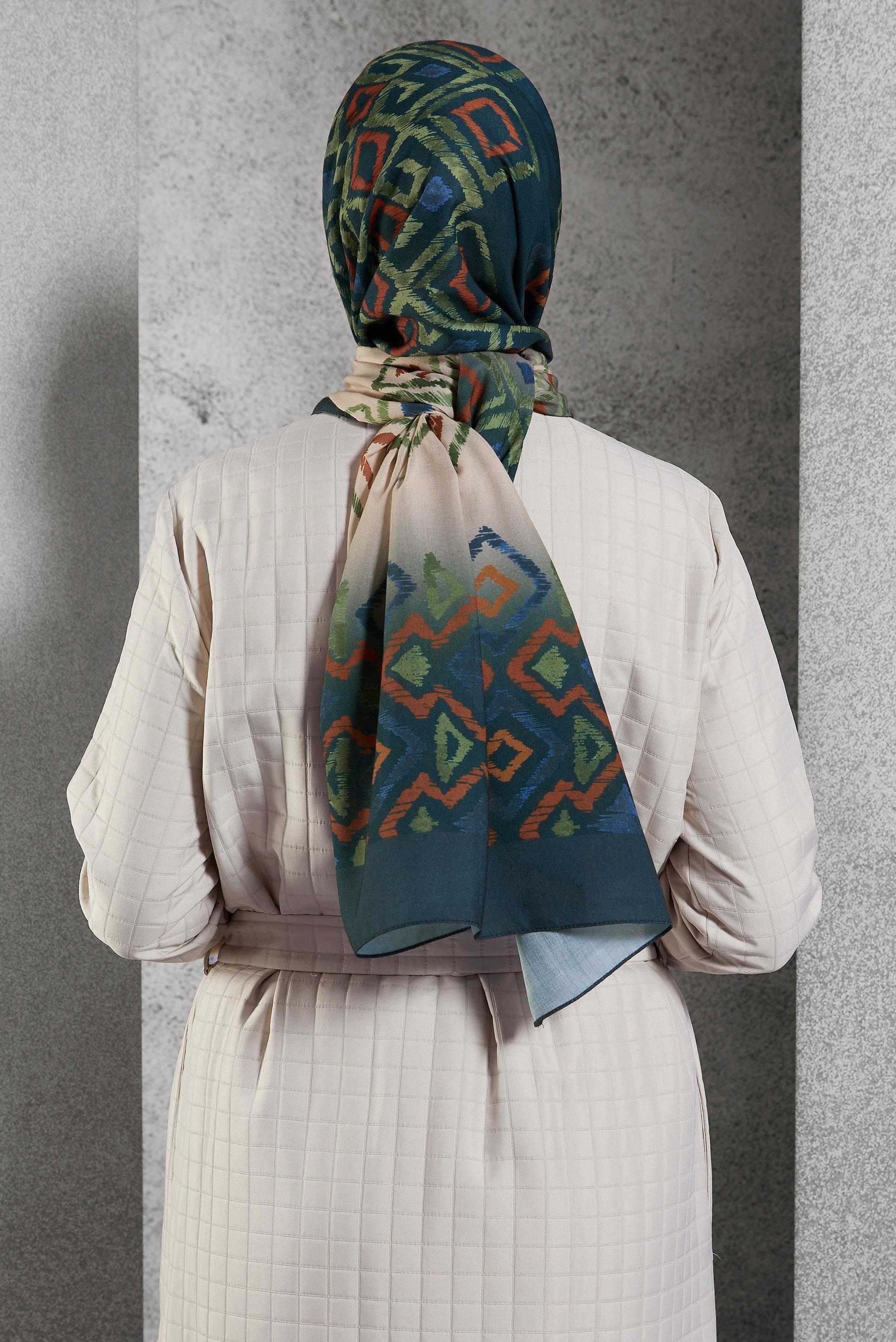 Tesettür giyim LACİVERT ALVİNA DESENLİ ŞAL 8503