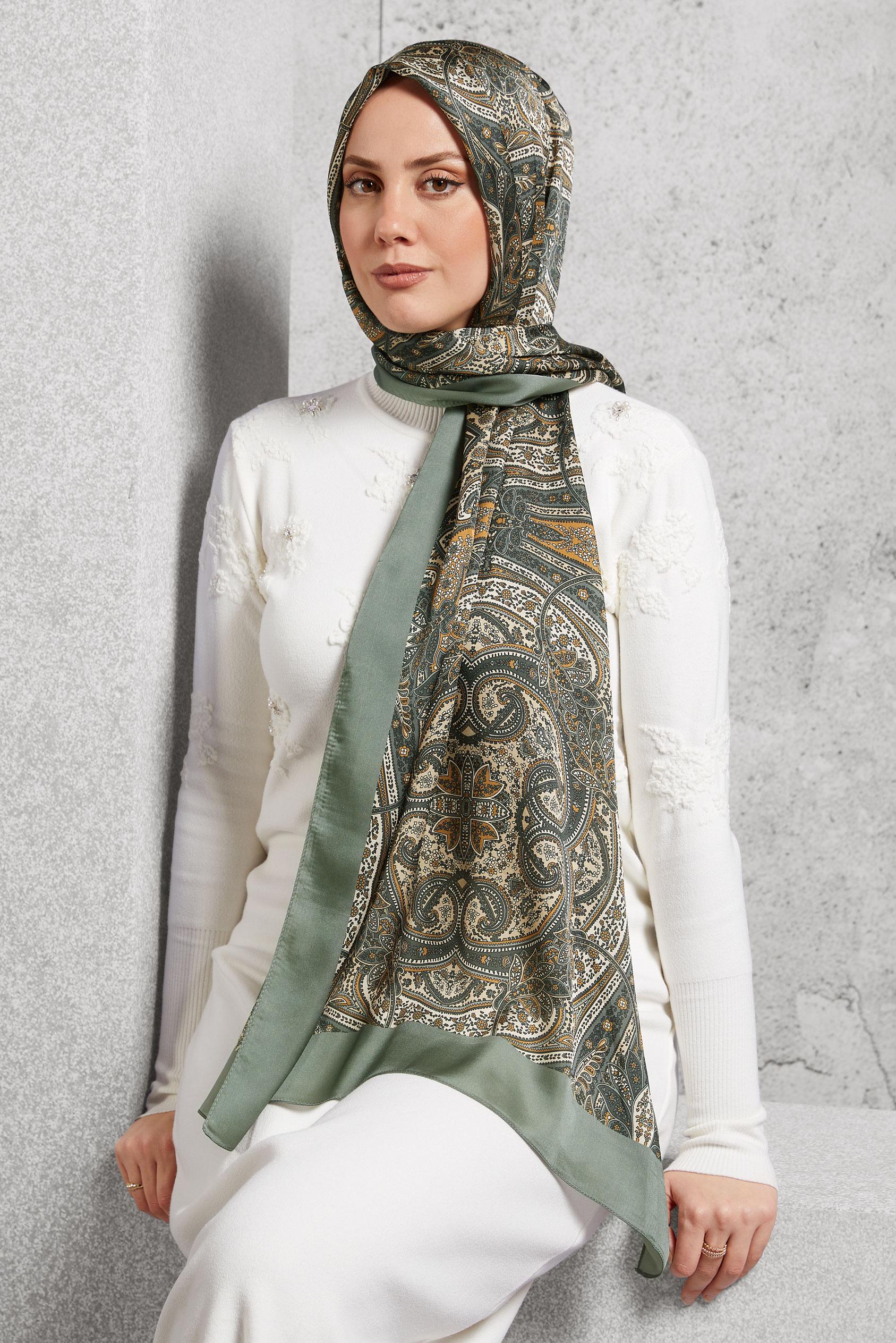 Tesettür giyim ALTIN ALVİNA ETNİK DESENLİ ŞAL 8510