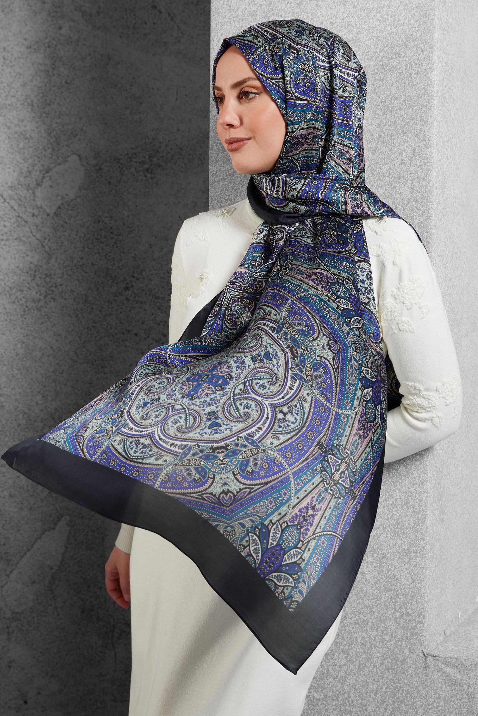 Tesettür giyim MOR ALVİNA ETNİK DESENLİ ŞAL 8510