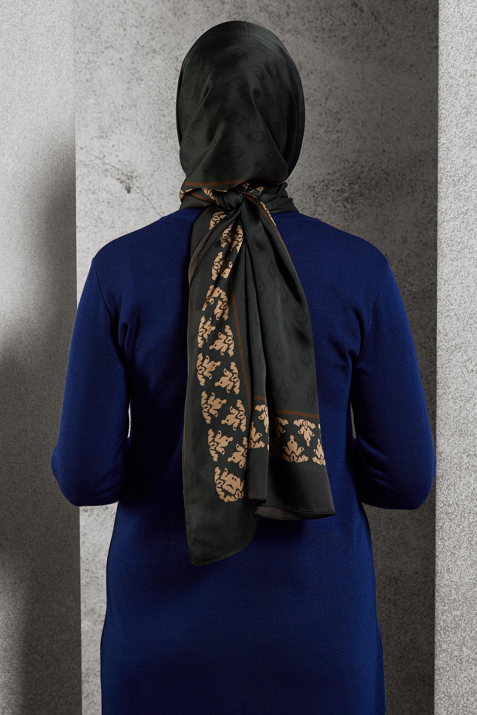 Tesettür giyim VİZON ALVİNA DESENLİ ŞAL 8511