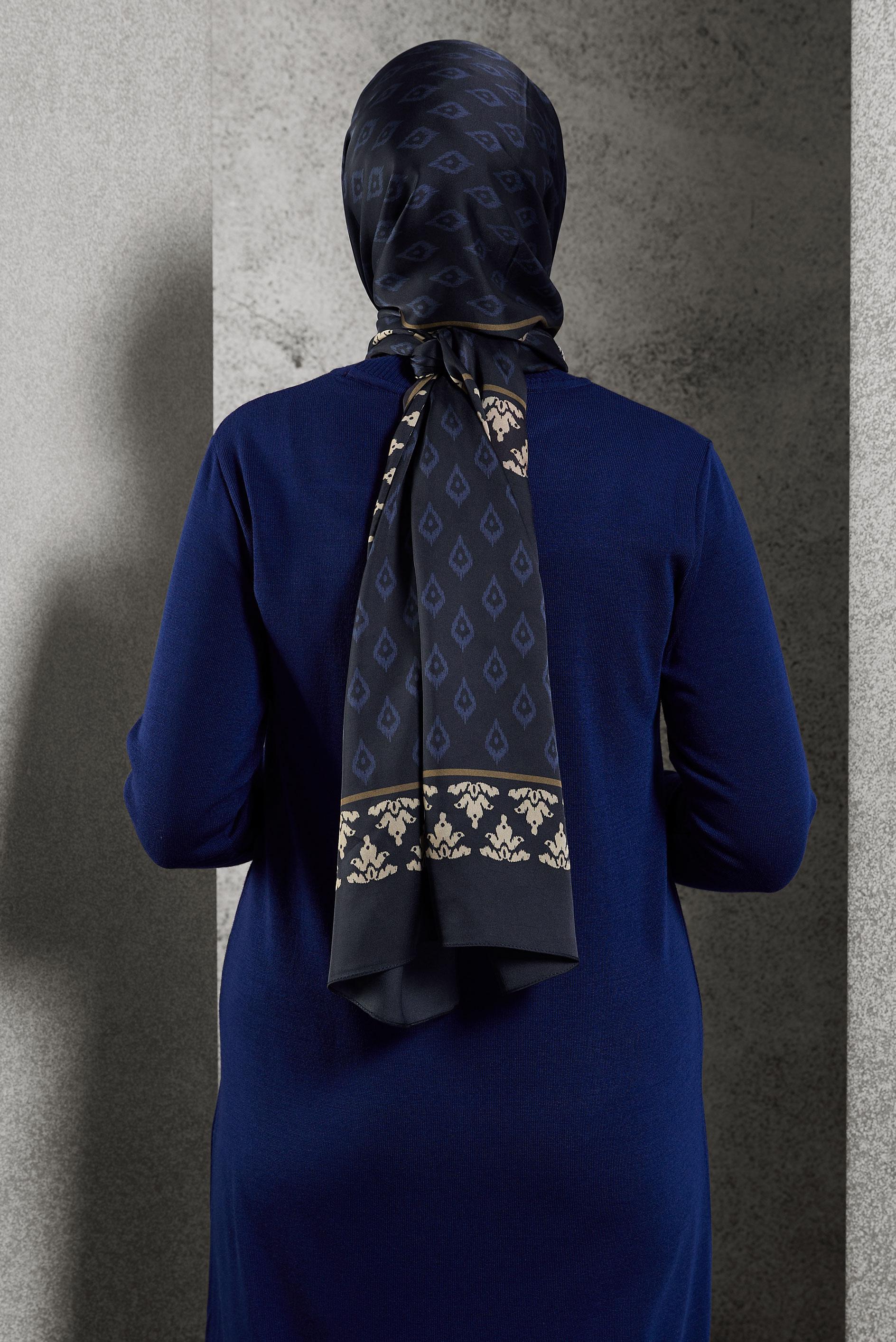 Tesettür giyim LACİVERT ALVİNA DESENLİ ŞAL 8511