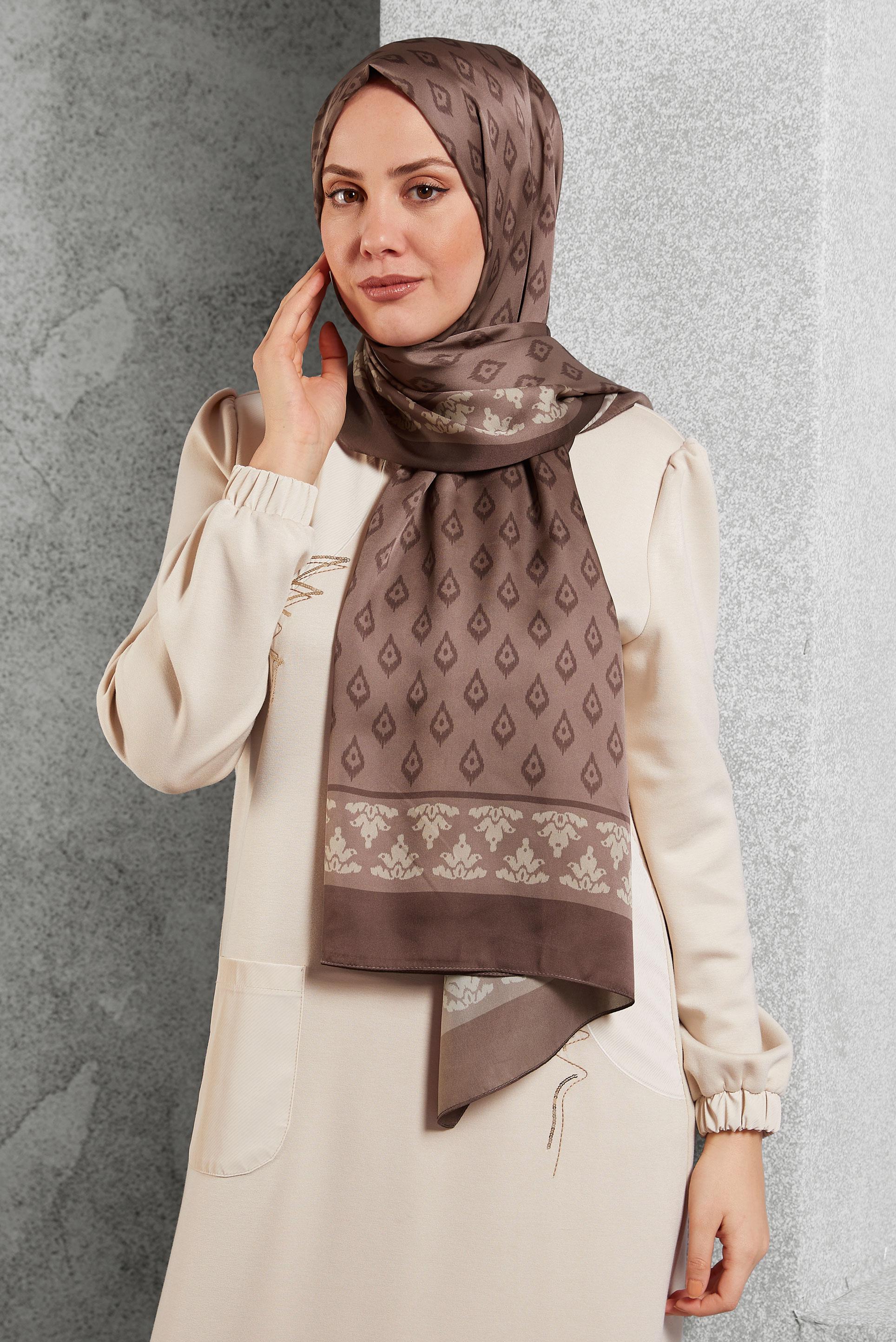 Tesettür giyim PEMBE ALVİNA DESENLİ ŞAL 8511
