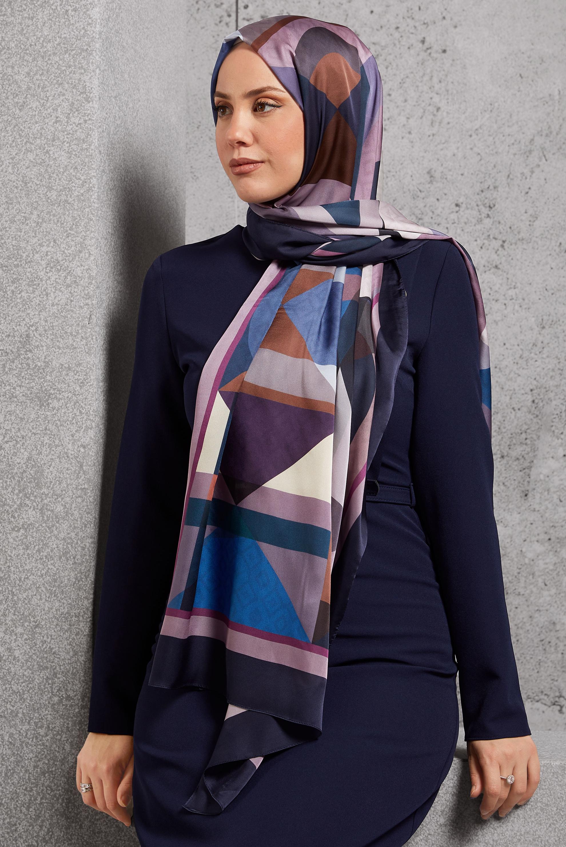 Tesettür giyim PUDRA ALVİNA GEOMETRİK DESEN ŞAL 8513