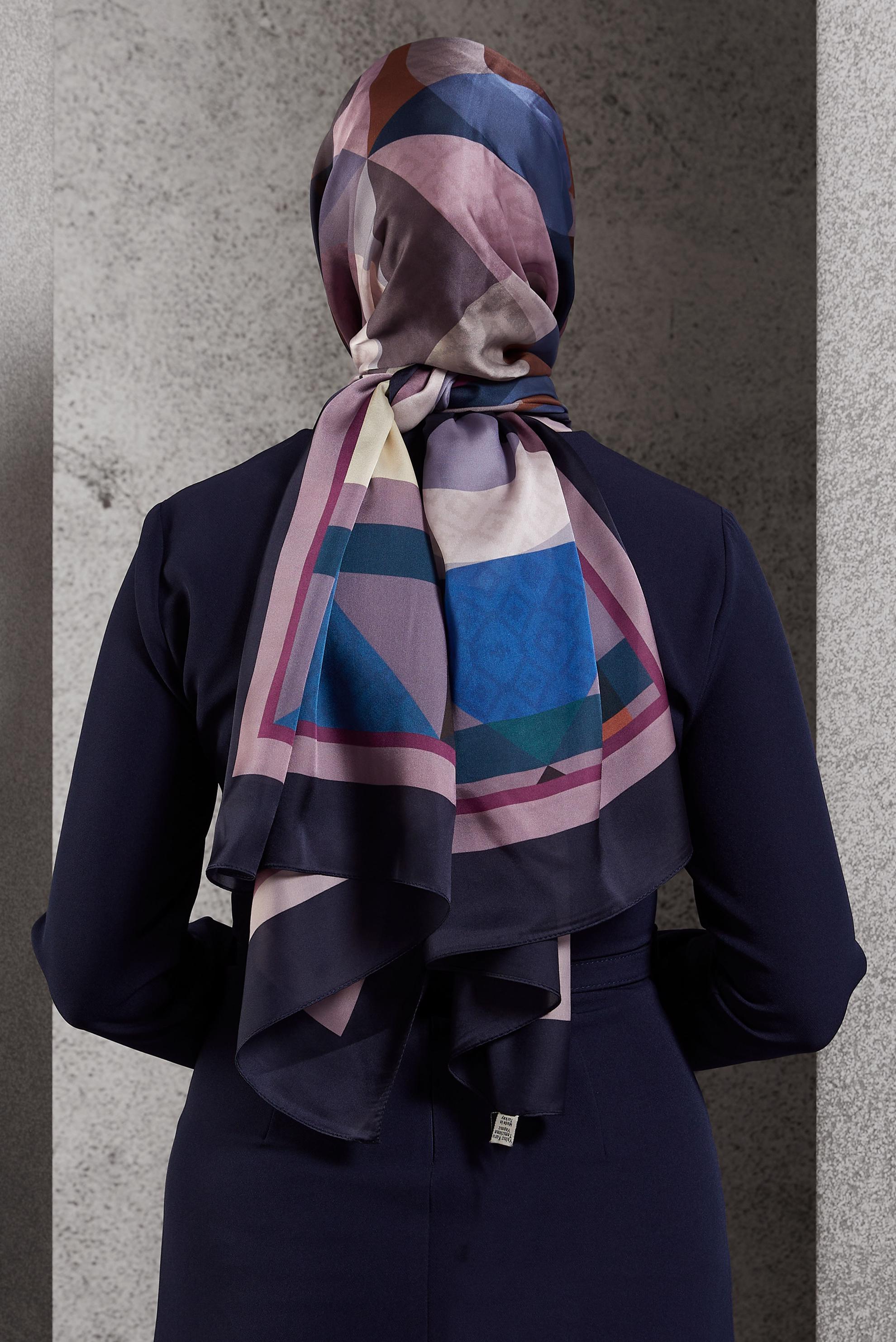 Tesettür giyim PUDRA ALVİNA GEOMETRİK DESEN ŞAL 8513