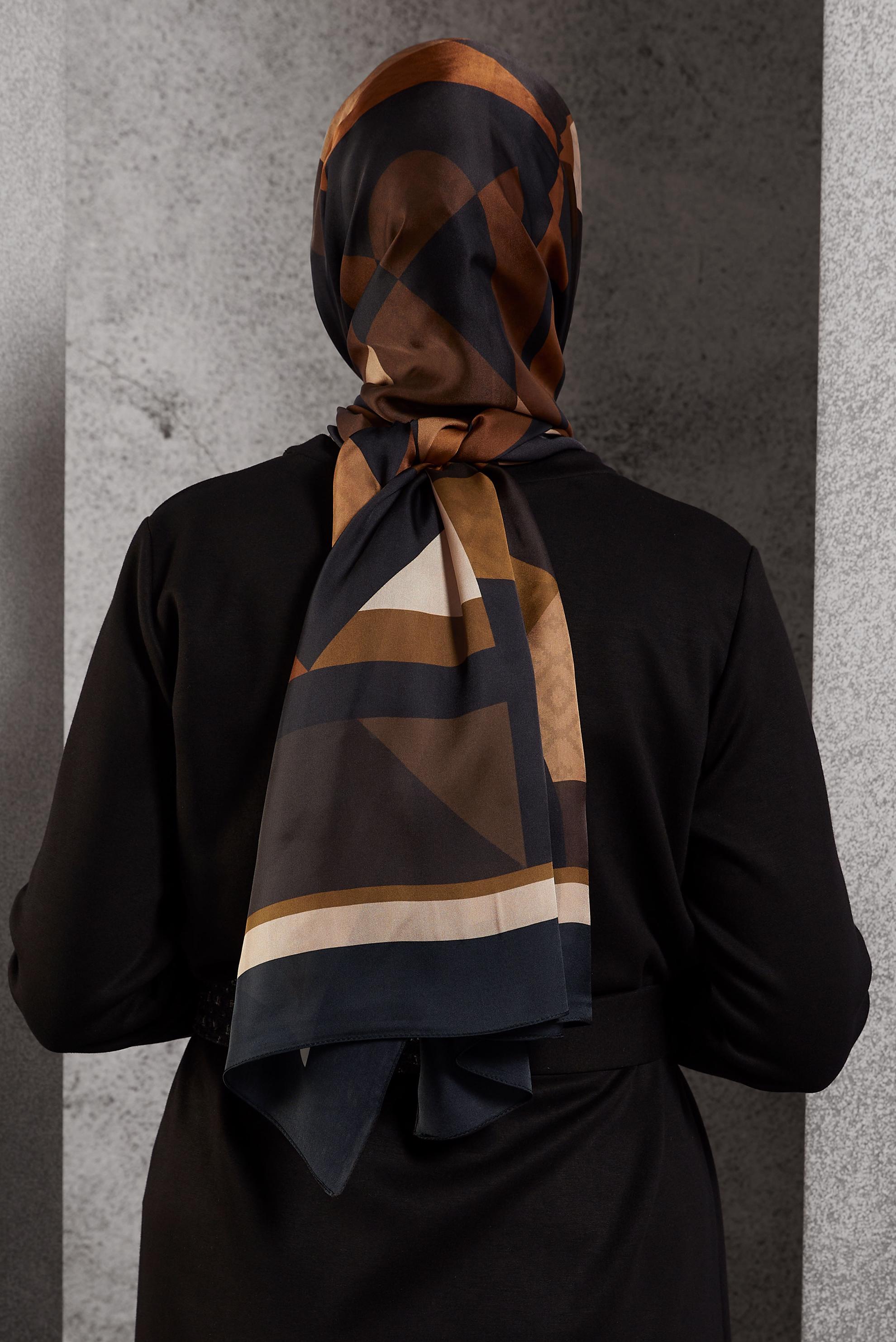 Tesettür giyim LACİVERT ALVİNA GEOMETRİK DESEN ŞAL 8513