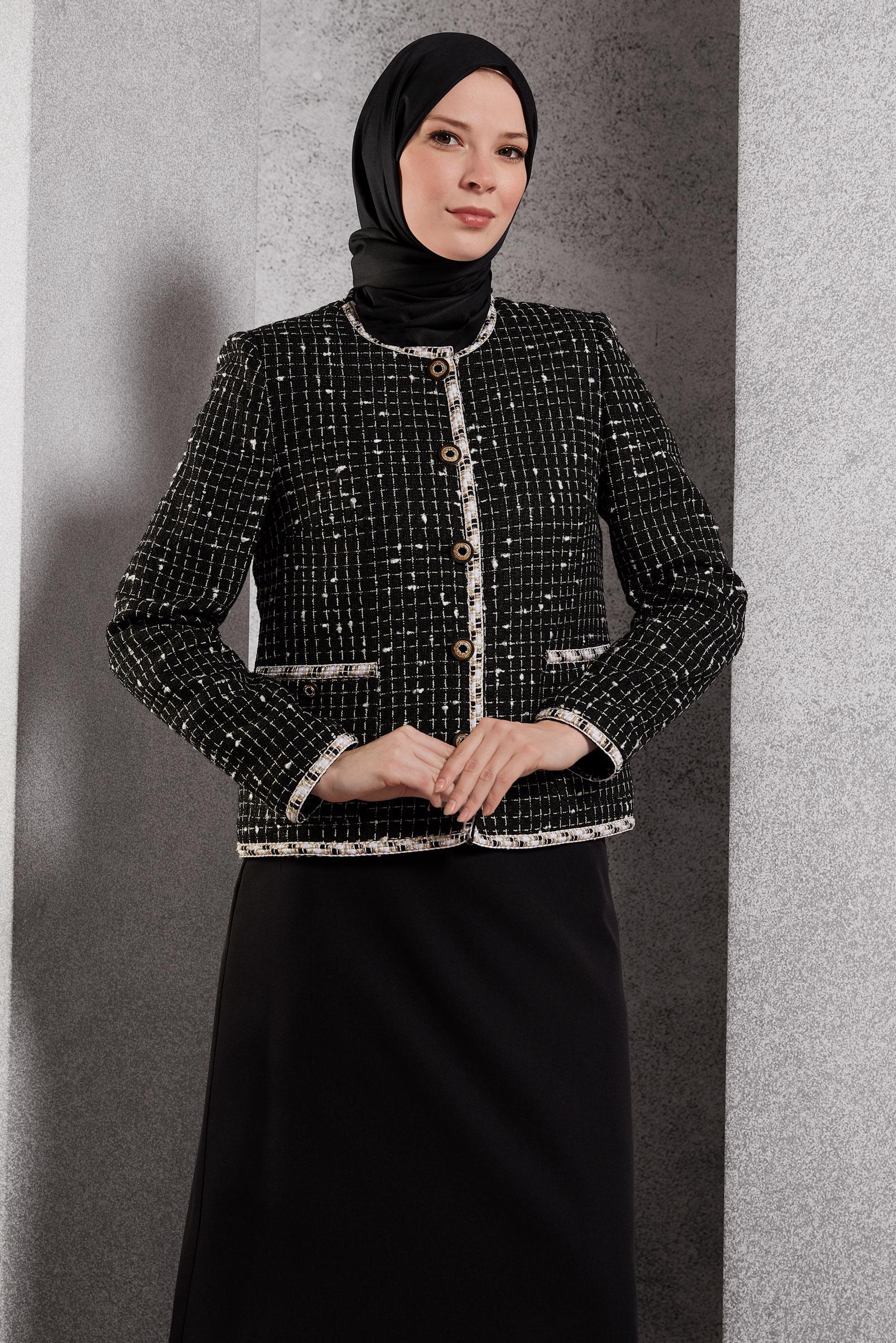 Tesettür giyim SİYAH ETEKLİ TÜVİT TAKIM 30500