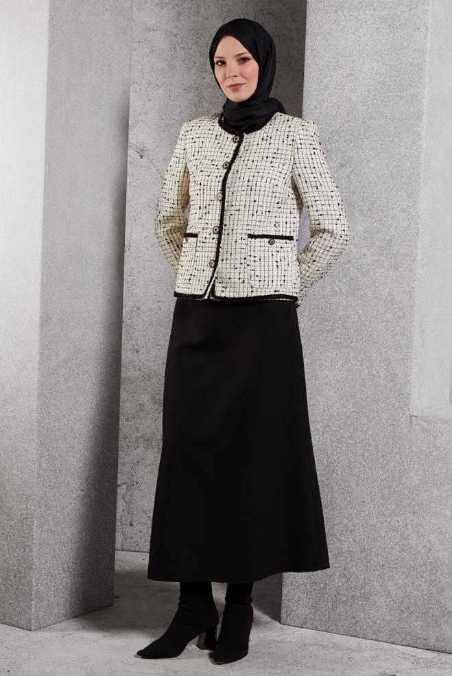 Vêtements hijab BEIGE COSTUME À JUPE EN TWEED 30500 - ALVİNA