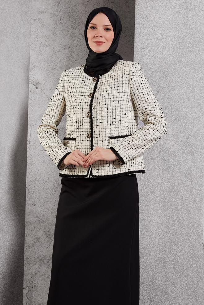 Vêtements hijab BEIGE COSTUME À JUPE EN TWEED 30500 - ALVİNA