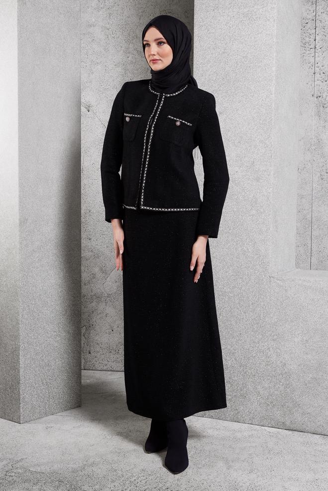 Vêtements hijab NOIR COSTUME À JUPE 30501 - ALVİNA