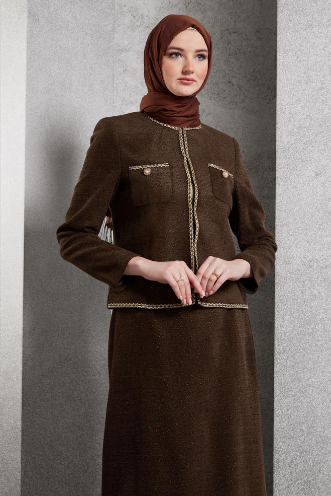 Vêtements hijab BRUN COSTUME À JUPE 30501 - ALVİNA