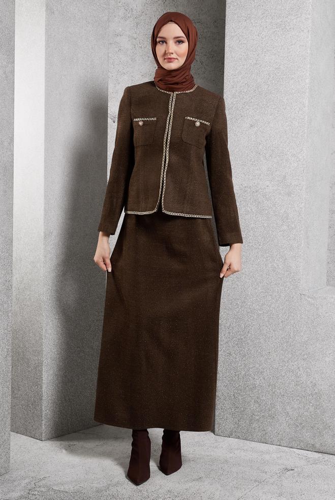Vêtements hijab BRUN COSTUME À JUPE 30501 - ALVİNA