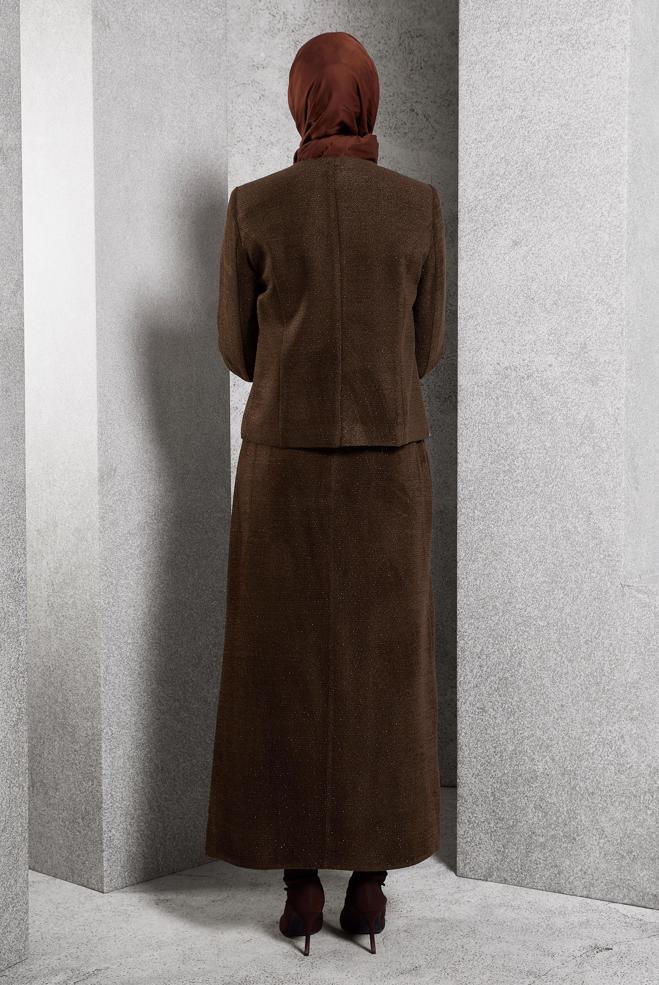 Vêtements hijab BRUN COSTUME À JUPE 30501 - ALVİNA