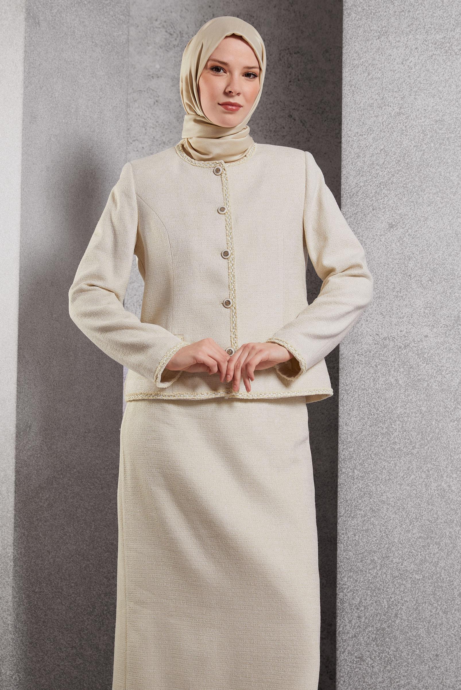 Vêtements hijab ÉCRUE COSTUME À JUPE EN TWEED 30503