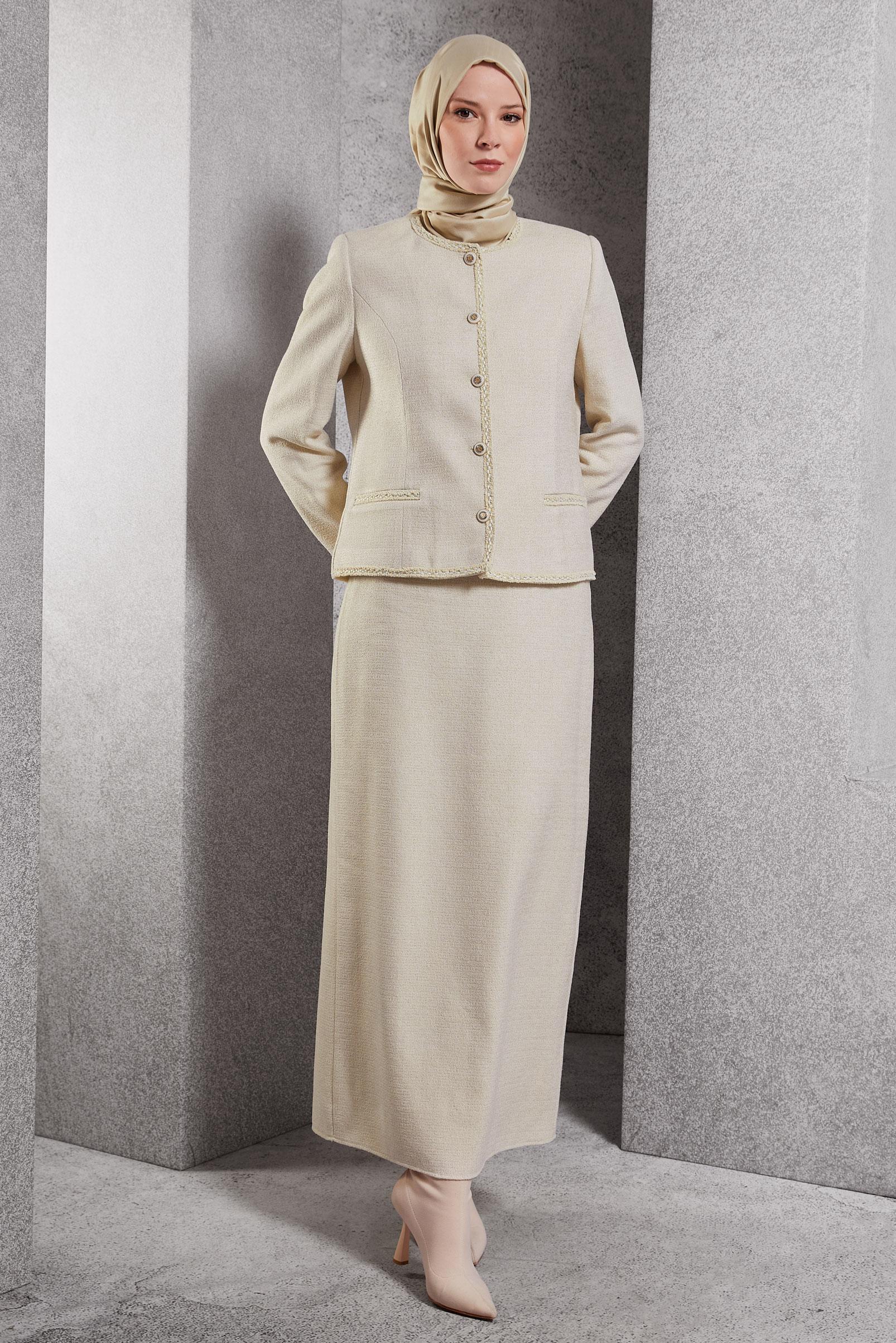 Vêtements hijab ÉCRUE COSTUME À JUPE EN TWEED 30503