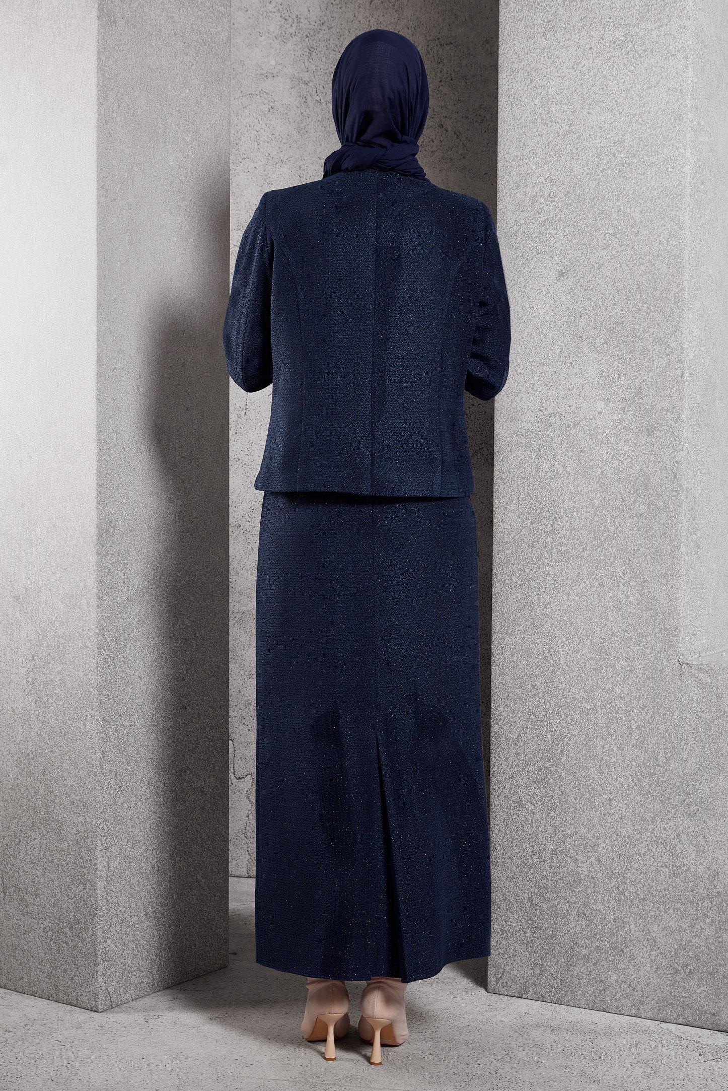 Tesettür giyim LACİVERT ETEKLİ TÜVİT TAKIM 30503