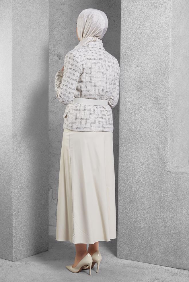 Hijab clothing WHITE BELTED SKIRTED SUIT 30505 - ALVİNA