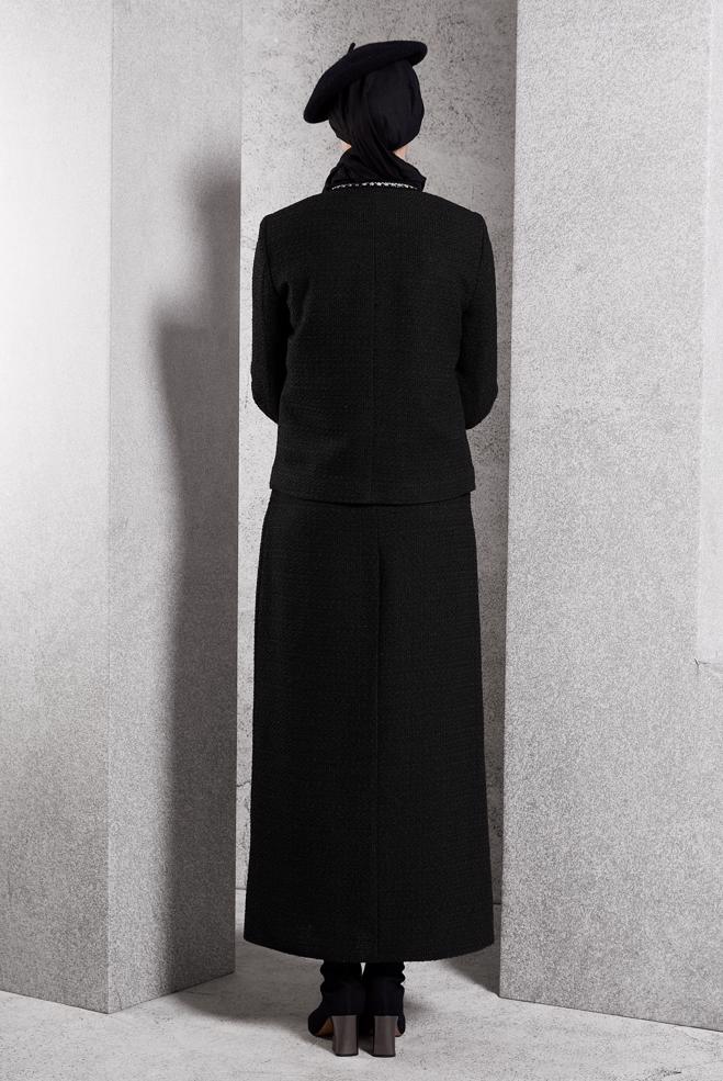 Hijab clothing BLACK BUTTONED SKIRTED SUIT 30506 - ALVİNA