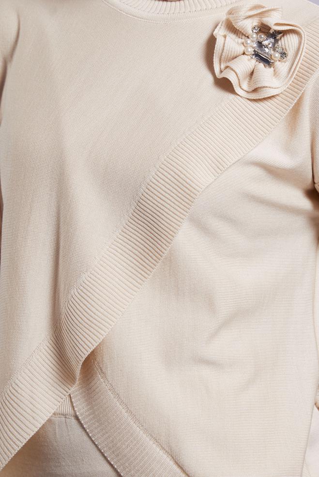 Vêtements hijab BEIGE COSTUME À JUPE AVEC DÉTAILS DE BROCHE 44911 - ALVİNA