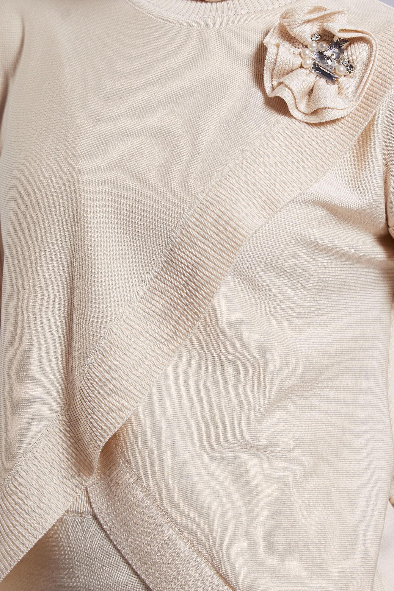 Tesettür giyim BEJ BROŞ DETAYLI ETEKLİ TAKIM 44911