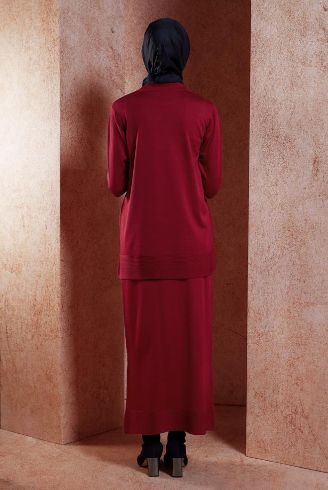 Vêtements hijab ROUGE COSTUME EN TRICOT À JUPE 44959 - ALVİNA