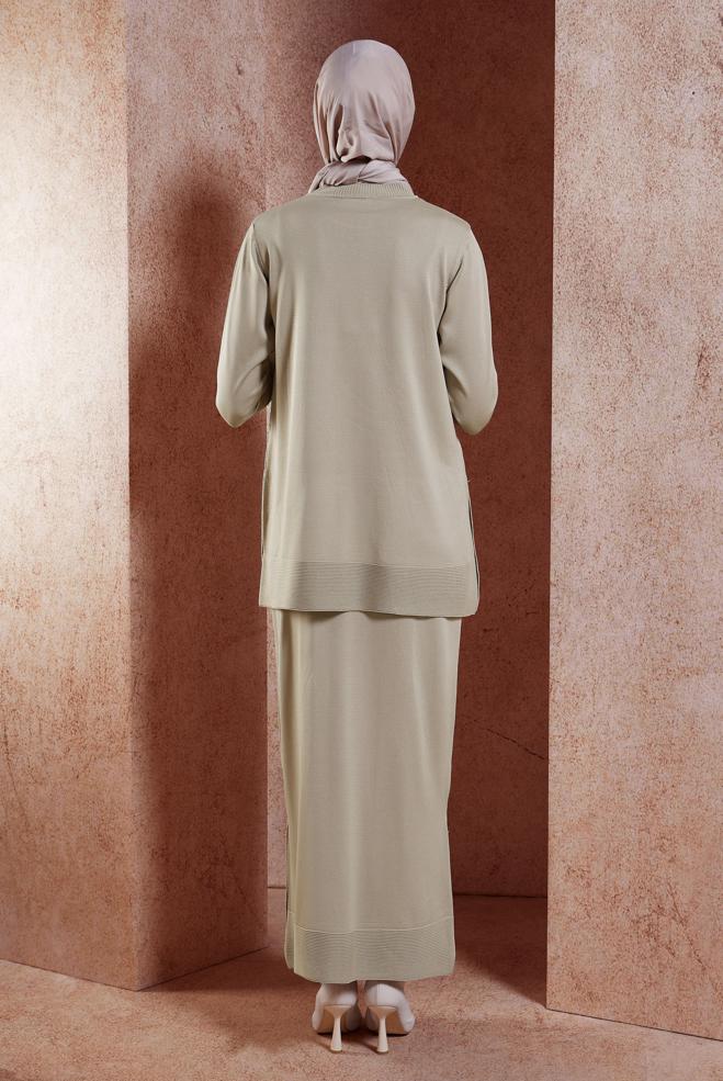 Vêtements hijab BEIGE COSTUME EN TRICOT À JUPE 44959 - ALVİNA