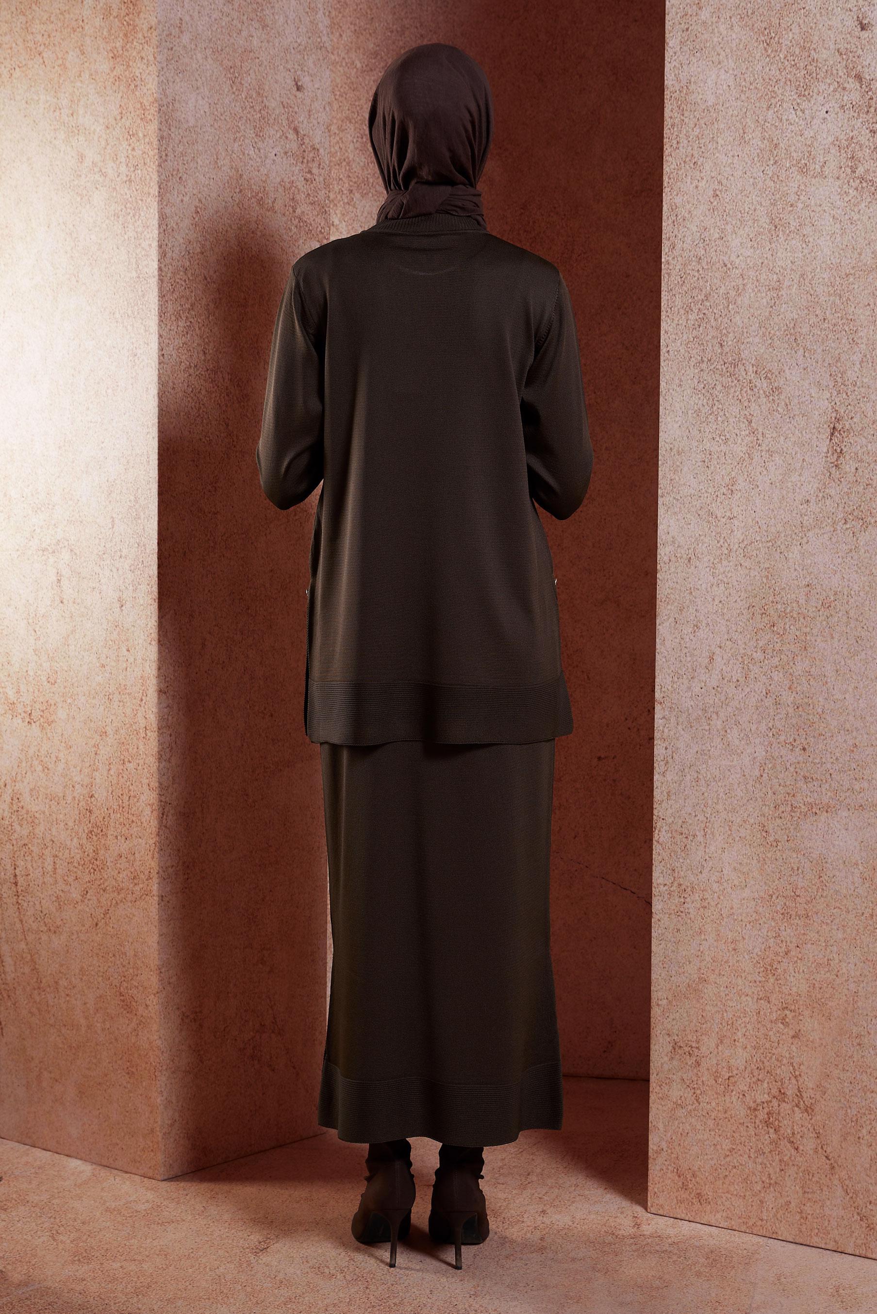 Vêtements hijab BRUN COSTUME EN TRICOT À JUPE 44959