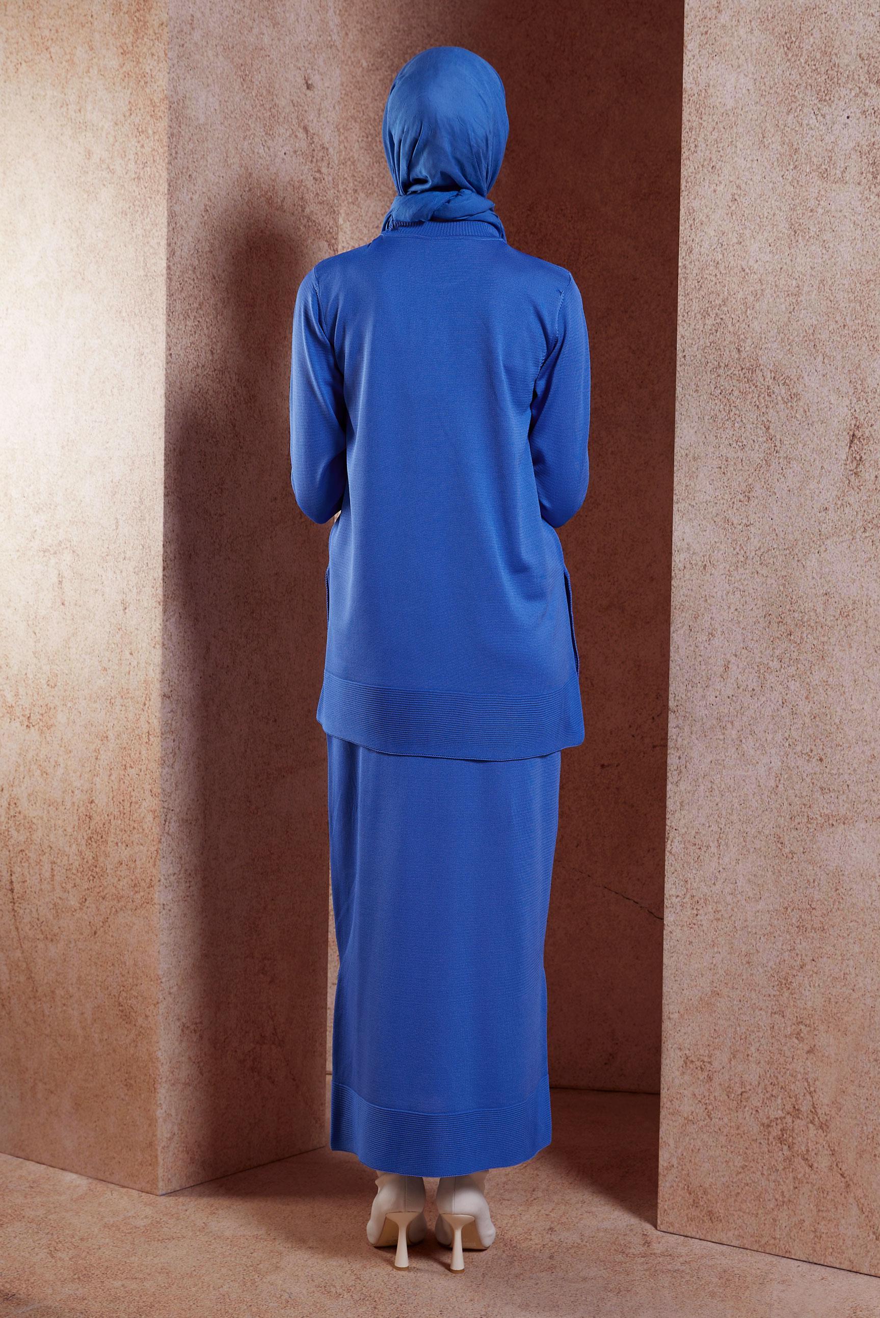 Hijab clothing NAVY BLUE SKIRTED KNITWEAR SUIT 44959