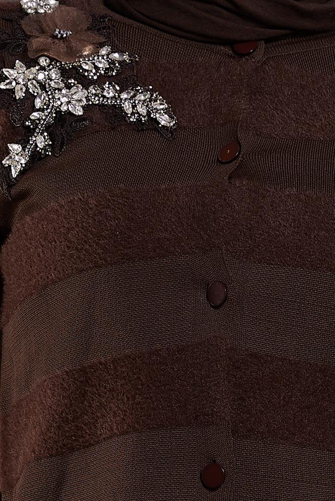 Vêtements hijab BRUN COSTUME JUPE AVEC BIJOU 44960 - ALVİNA