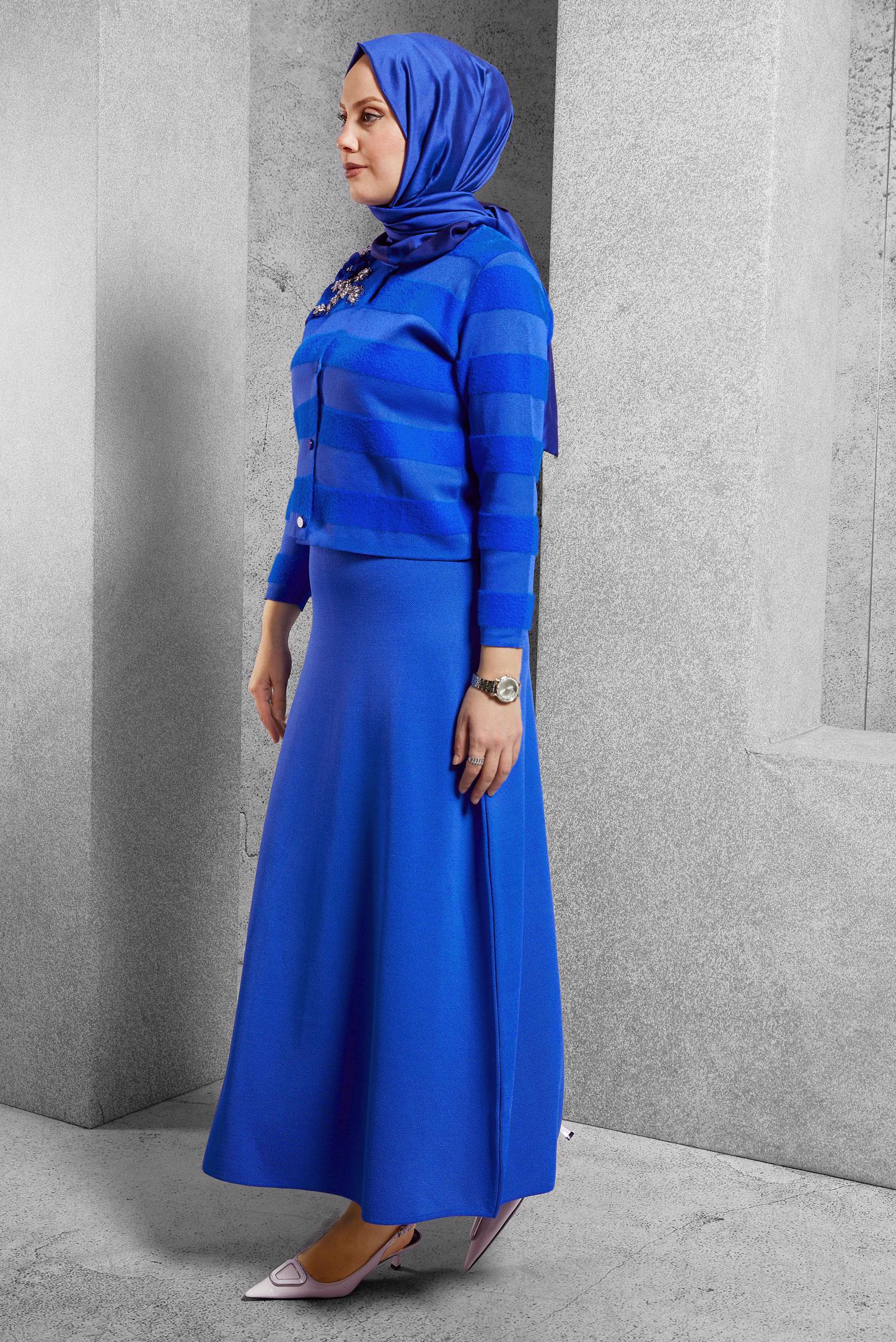 Vêtements hijab BLEU MARINE COSTUME JUPE AVEC BIJOU 44960