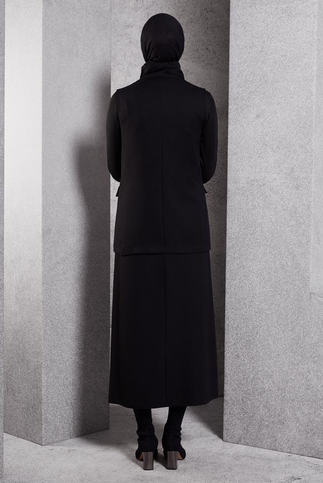 Vêtements hijab NOIR COSTUME JUPE AVEC GILET 45050 - ALVİNA